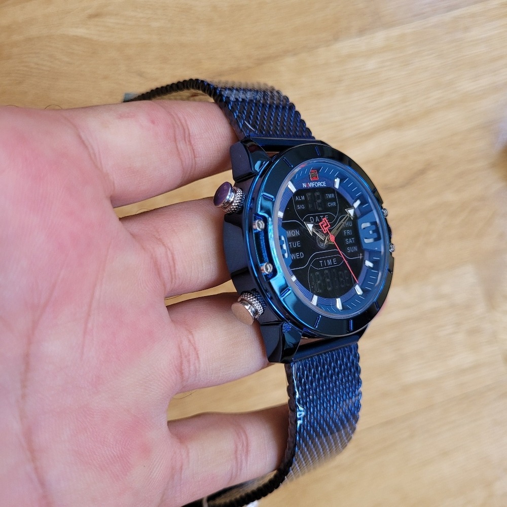 Naviforce Dual Display Chronograph Watch in Stainless Steel For Men - Picture 7 of 11